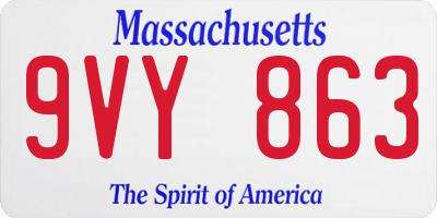 MA license plate 9VY863