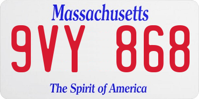 MA license plate 9VY868