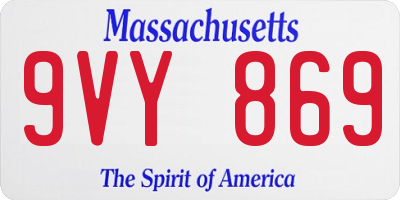 MA license plate 9VY869