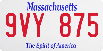 MA license plate 9VY875