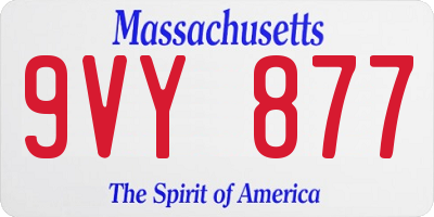 MA license plate 9VY877