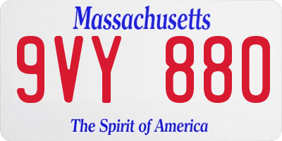 MA license plate 9VY880