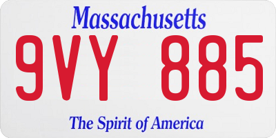 MA license plate 9VY885