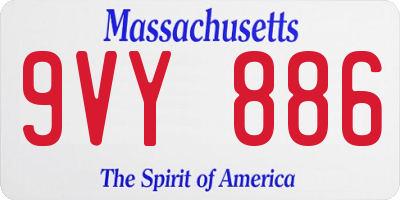 MA license plate 9VY886
