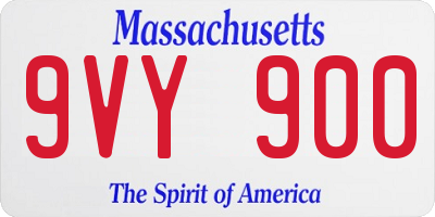 MA license plate 9VY900