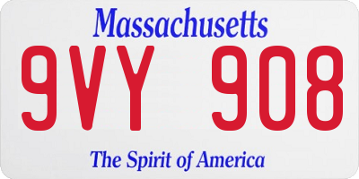 MA license plate 9VY908