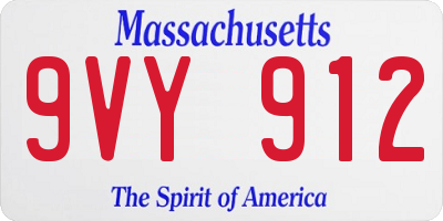 MA license plate 9VY912