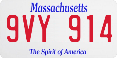 MA license plate 9VY914