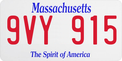 MA license plate 9VY915