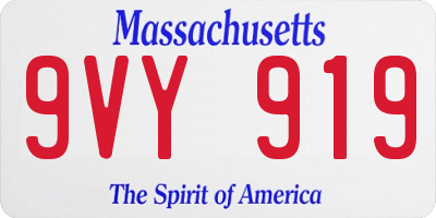 MA license plate 9VY919