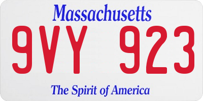 MA license plate 9VY923