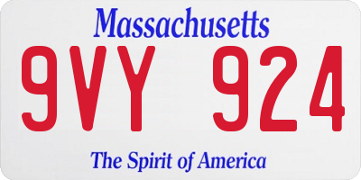 MA license plate 9VY924