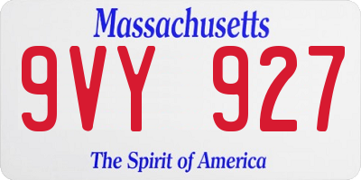 MA license plate 9VY927