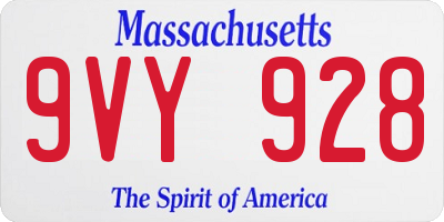 MA license plate 9VY928