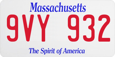 MA license plate 9VY932