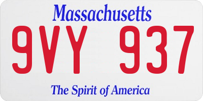 MA license plate 9VY937