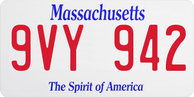 MA license plate 9VY942