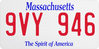 MA license plate 9VY946