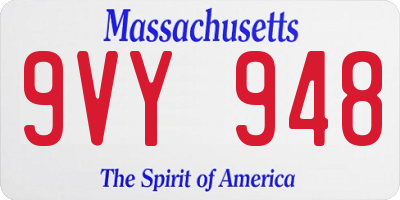 MA license plate 9VY948