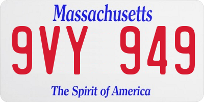 MA license plate 9VY949
