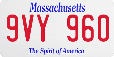 MA license plate 9VY960