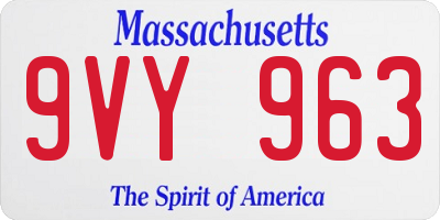 MA license plate 9VY963