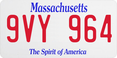 MA license plate 9VY964