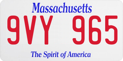 MA license plate 9VY965