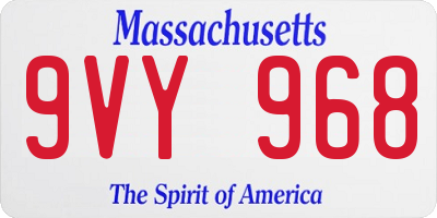 MA license plate 9VY968