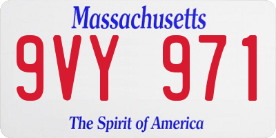 MA license plate 9VY971