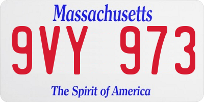 MA license plate 9VY973