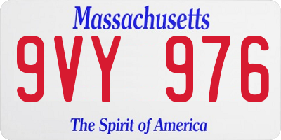 MA license plate 9VY976