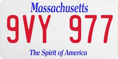 MA license plate 9VY977