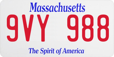 MA license plate 9VY988