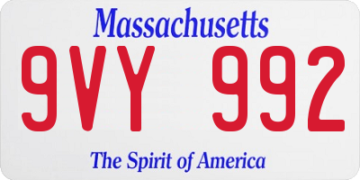 MA license plate 9VY992
