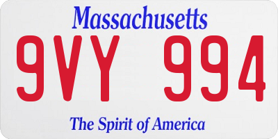 MA license plate 9VY994