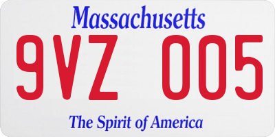 MA license plate 9VZ005