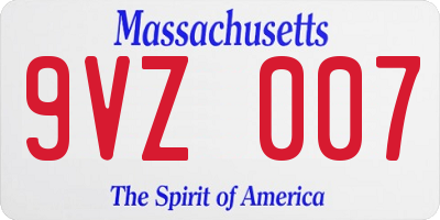 MA license plate 9VZ007