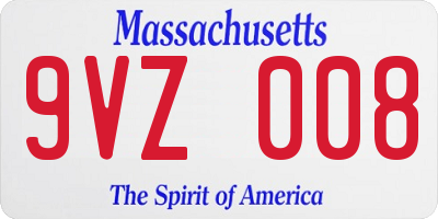 MA license plate 9VZ008