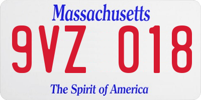 MA license plate 9VZ018