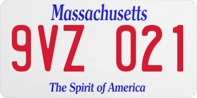MA license plate 9VZ021