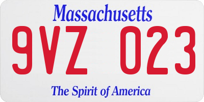 MA license plate 9VZ023