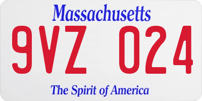 MA license plate 9VZ024