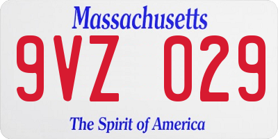 MA license plate 9VZ029