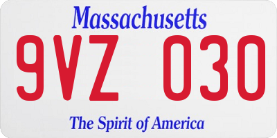 MA license plate 9VZ030