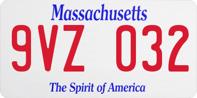 MA license plate 9VZ032