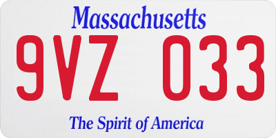 MA license plate 9VZ033