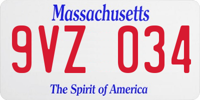 MA license plate 9VZ034