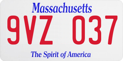 MA license plate 9VZ037