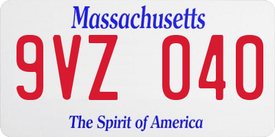 MA license plate 9VZ040